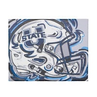 Utah State Painted Football Helmet Canvas Art by Justin Patten